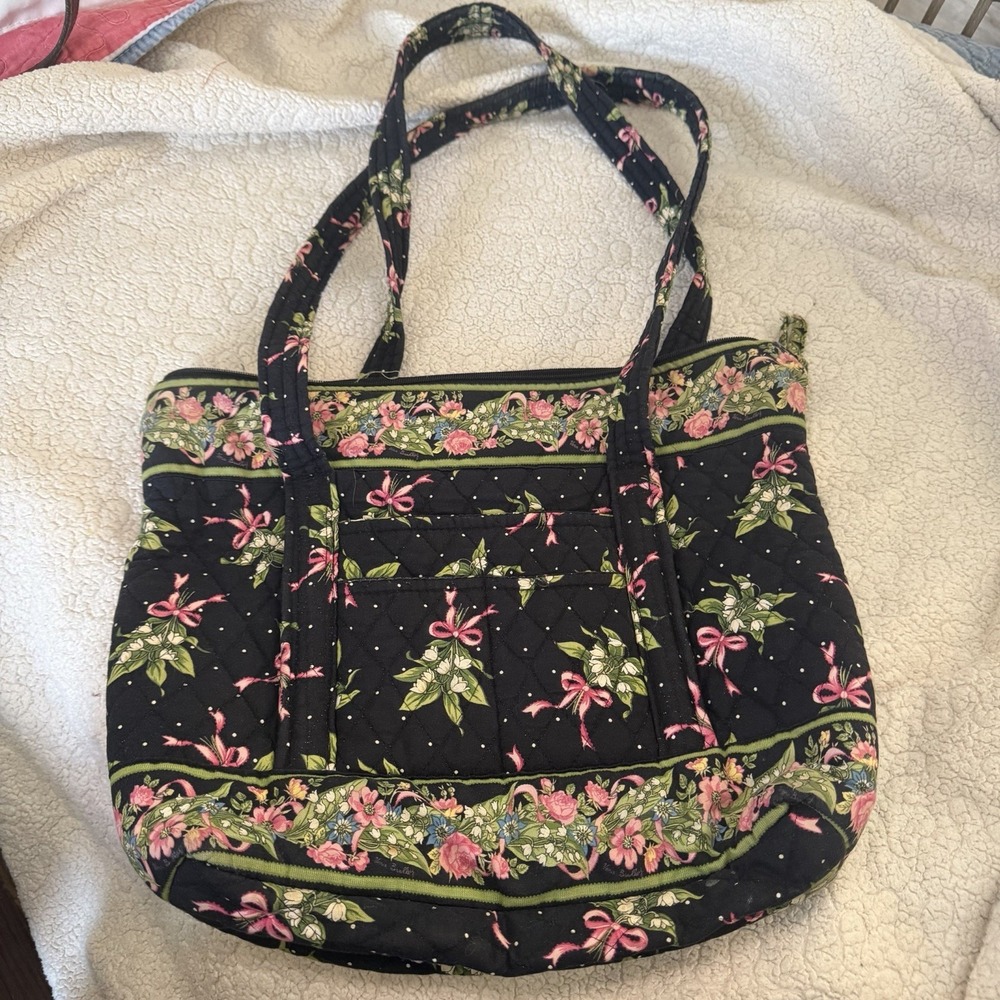 Vintage Vera Bradley Breast Cancer Ribbon Retired Floral Quilted Shoulder Bag